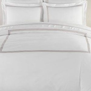 Pottery Barn Grand Percale Taupe KING Duvet Cover and 2 King Shams